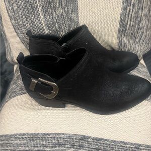White Mountain Black Ankle Booties with Buckles